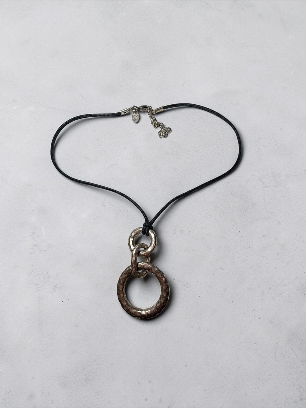Lia Sophia Brown and Silver Double-Ring Pendant Necklace